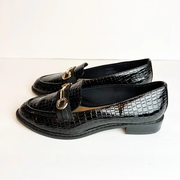 ASOS Vegan Mock Croc Gold Hardware Slip On Oxford Loafers Women’s UK 5 / US 7.5 - Picture 7 of 16